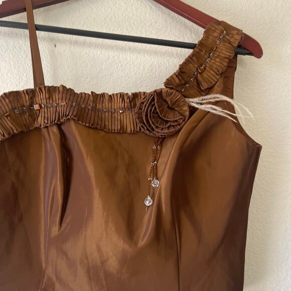 NWT y2k brown satin corset with embellished front‎ size medium - Picture 3 of 8